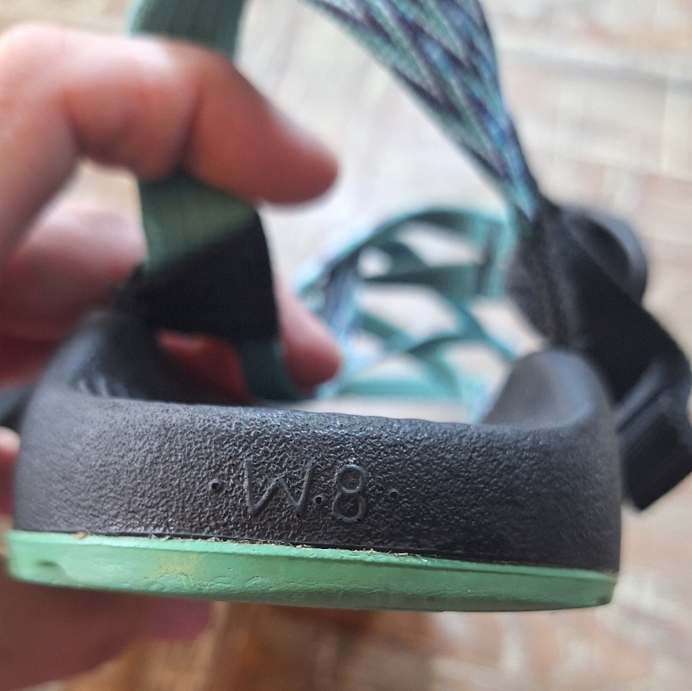 Chaco Women's Sandals Size‎ 8 Green/Purple Strappy Outdoor Sport Trail Hiking - Picture 5 of 6
